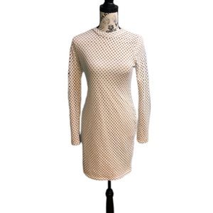 Misguided White mesh midi dress, rounded neck